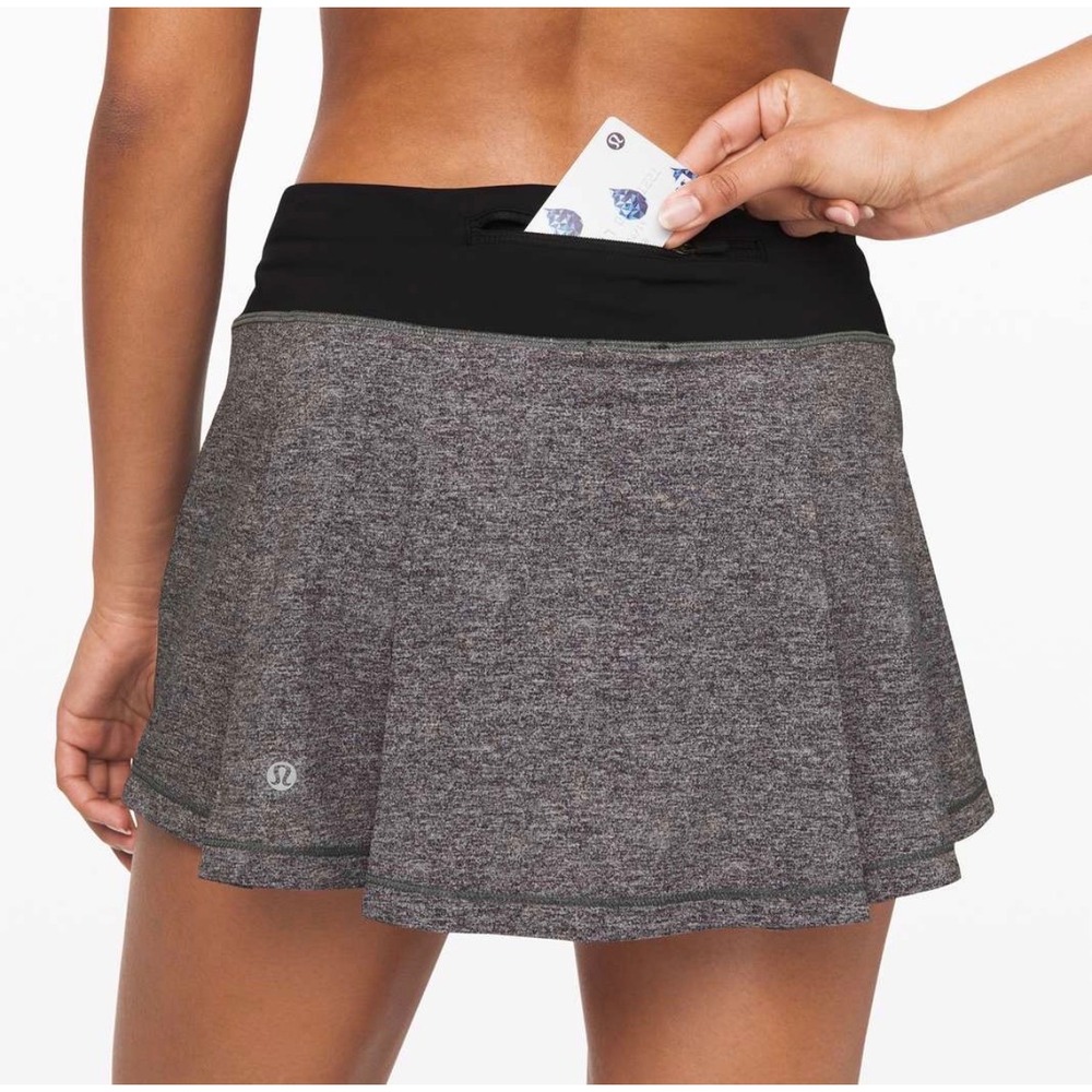 Lululemon Pace Rival Skort Tennis Skirt Black Brown Gray Boho Preppy 8